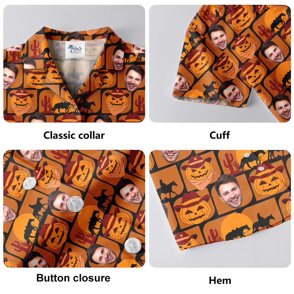 Custom Face Jack o' Lantern Halloween Hawaiian Shirt