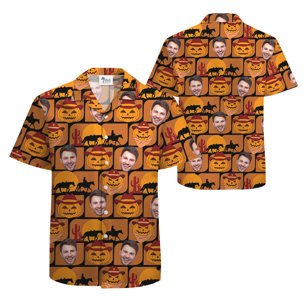 Custom Face Jack o' Lantern Halloween Hawaiian Shirt