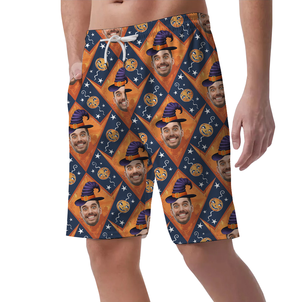 Spooky Custom Face Halloween Beach Shorts