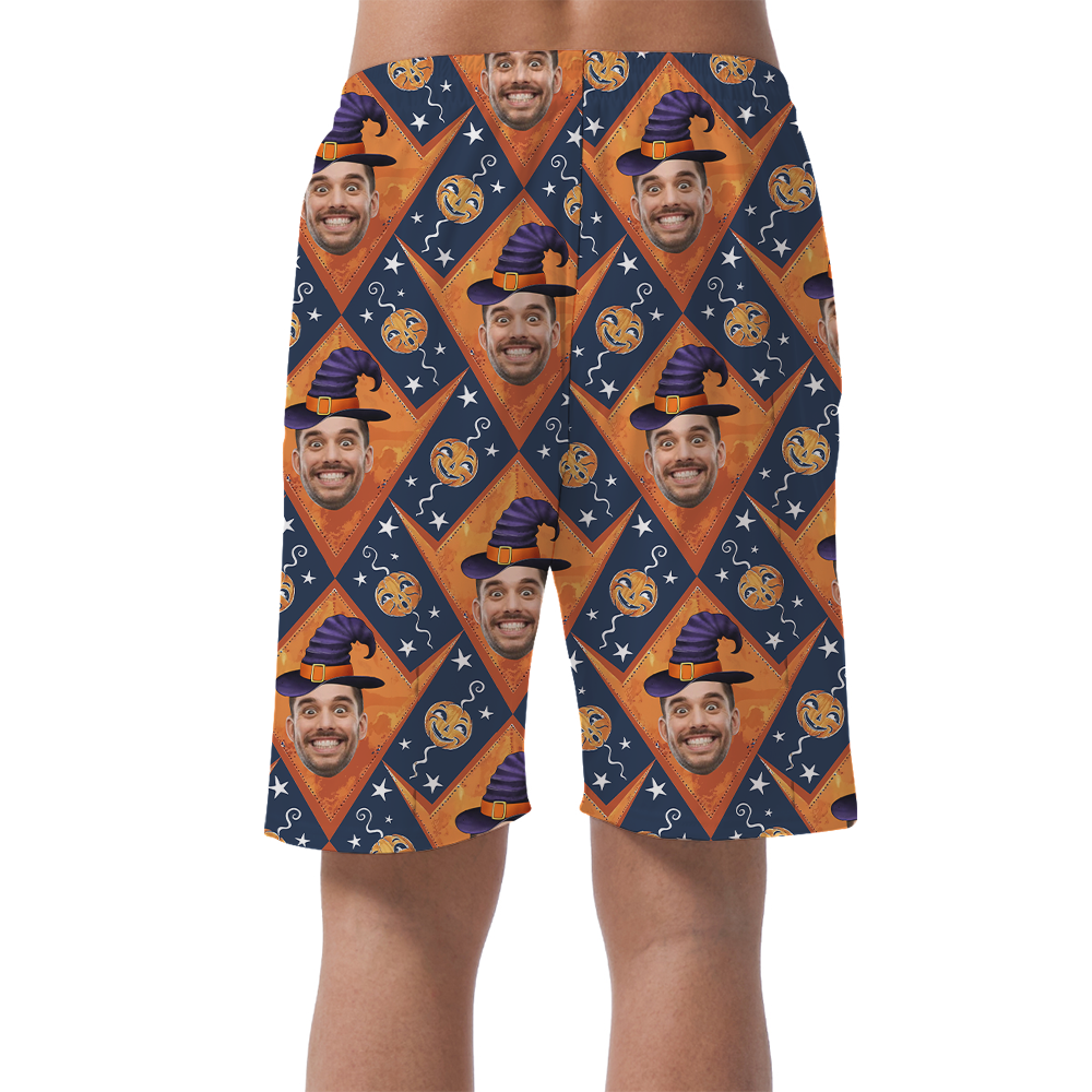 Spooky Custom Face Halloween Beach Shorts