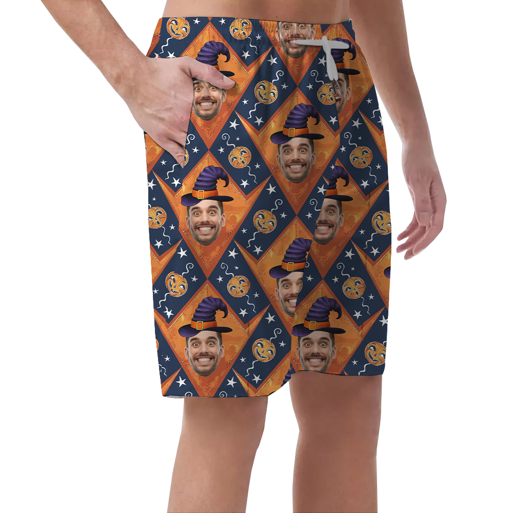 Spooky Custom Face Halloween Beach Shorts