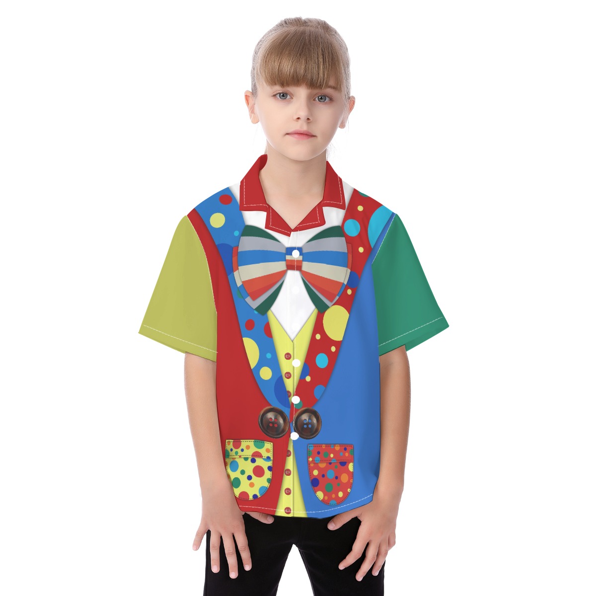 Cute Color Block Bowtie Suit Kids Shirt - variant image 1