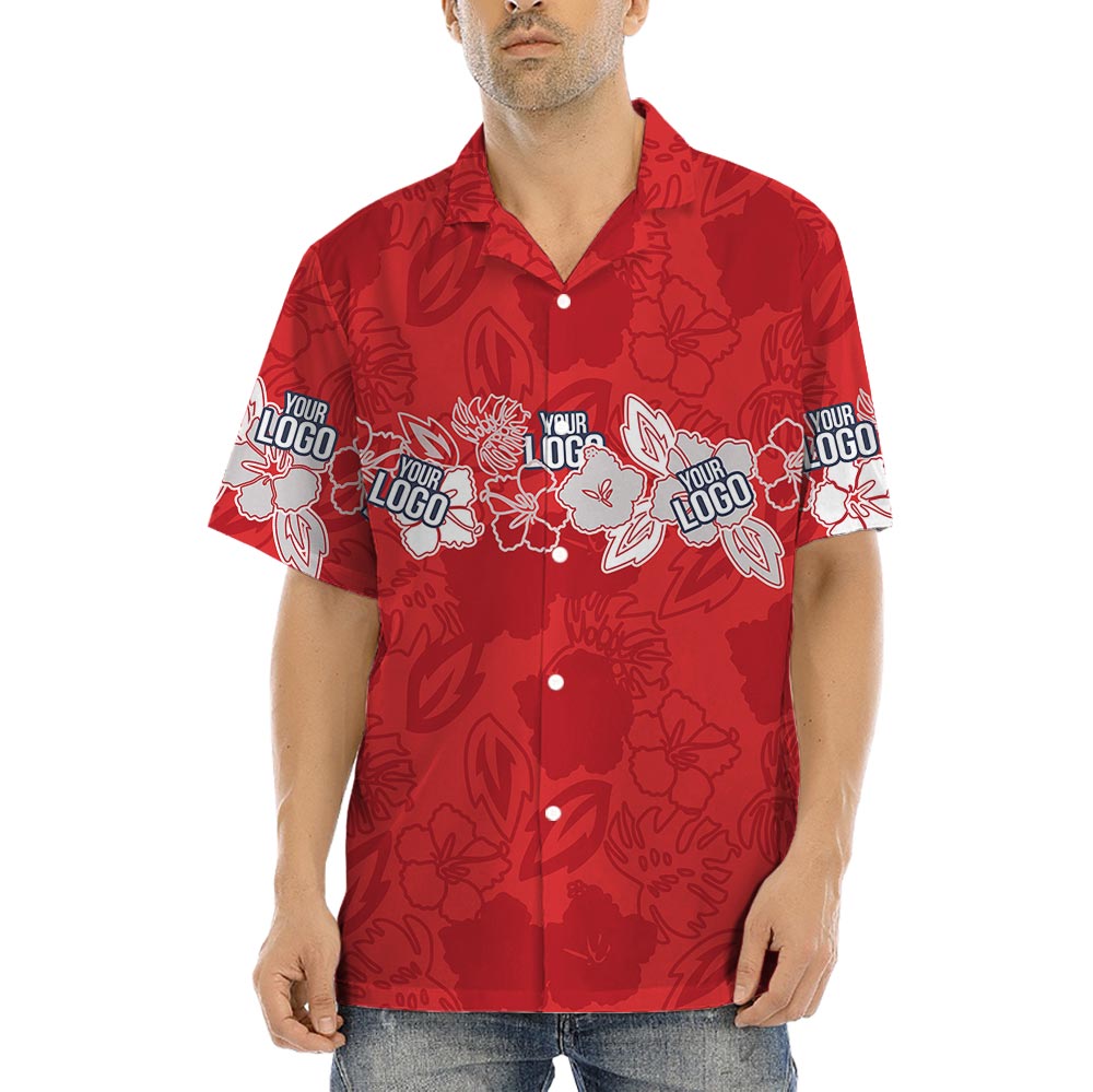 Personalized Team Logo Men's Red Hawaiian Shirt - variant image 1