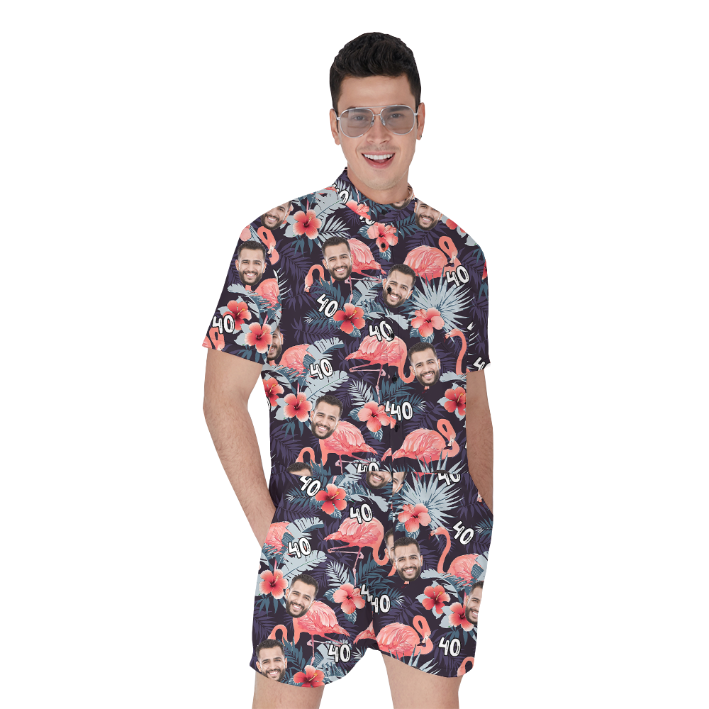 Custom Birthday Men's Romper With Face And Age - variant image 1