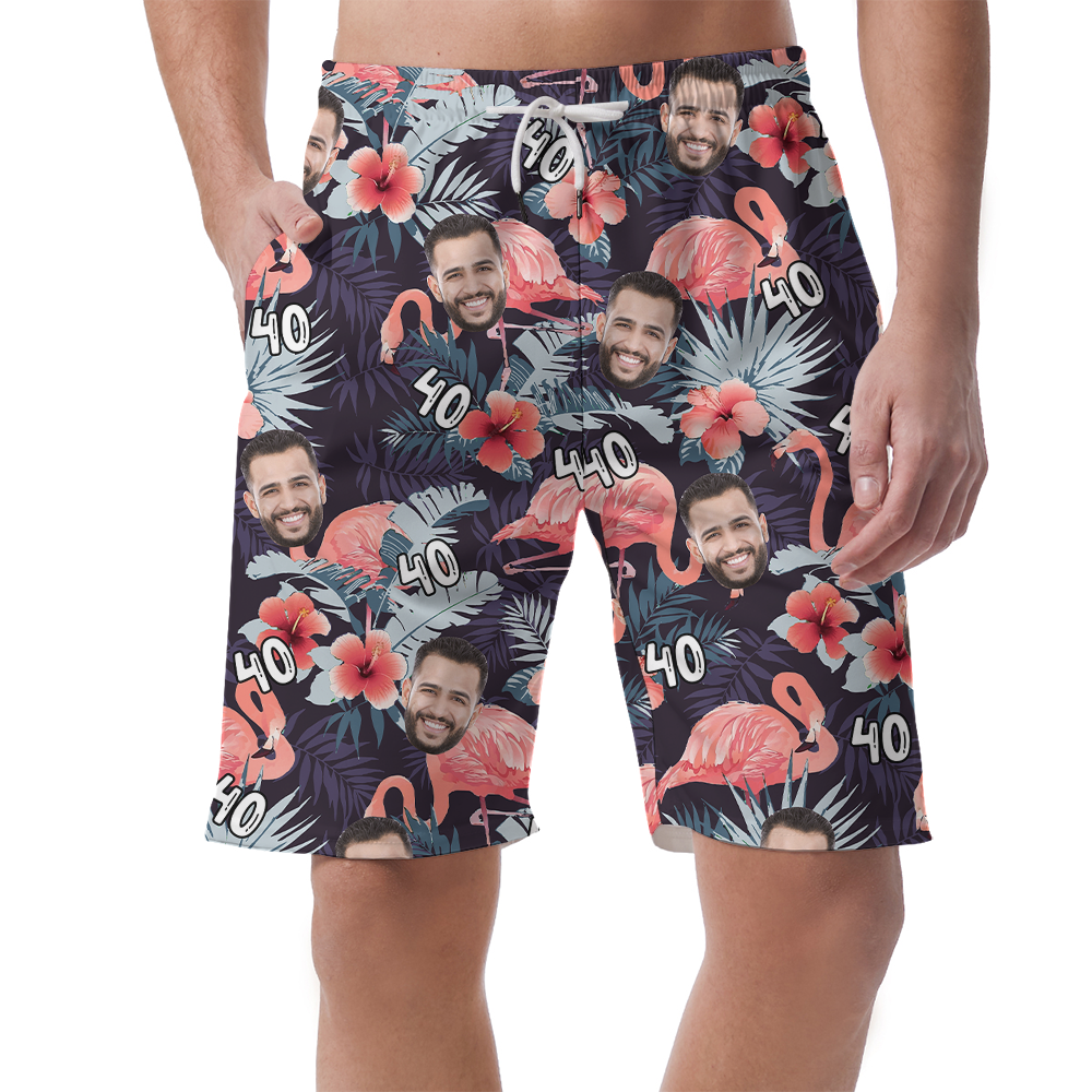 Custom Birthday Tropical Beach Shorts With Face And Age - variant image 1