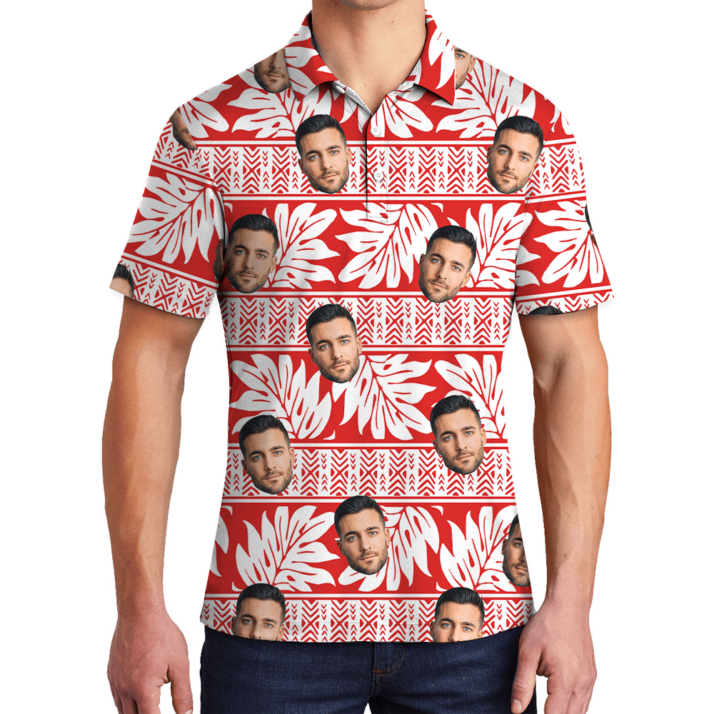 Classic Tropical Hawaiian Polo Shirt With Custom Face - variant image 1