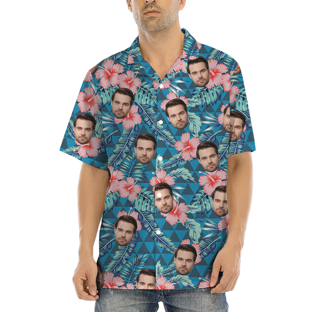 Green Floral Hawaiian Shirt With Custom Multiple Faces - variant image 1
