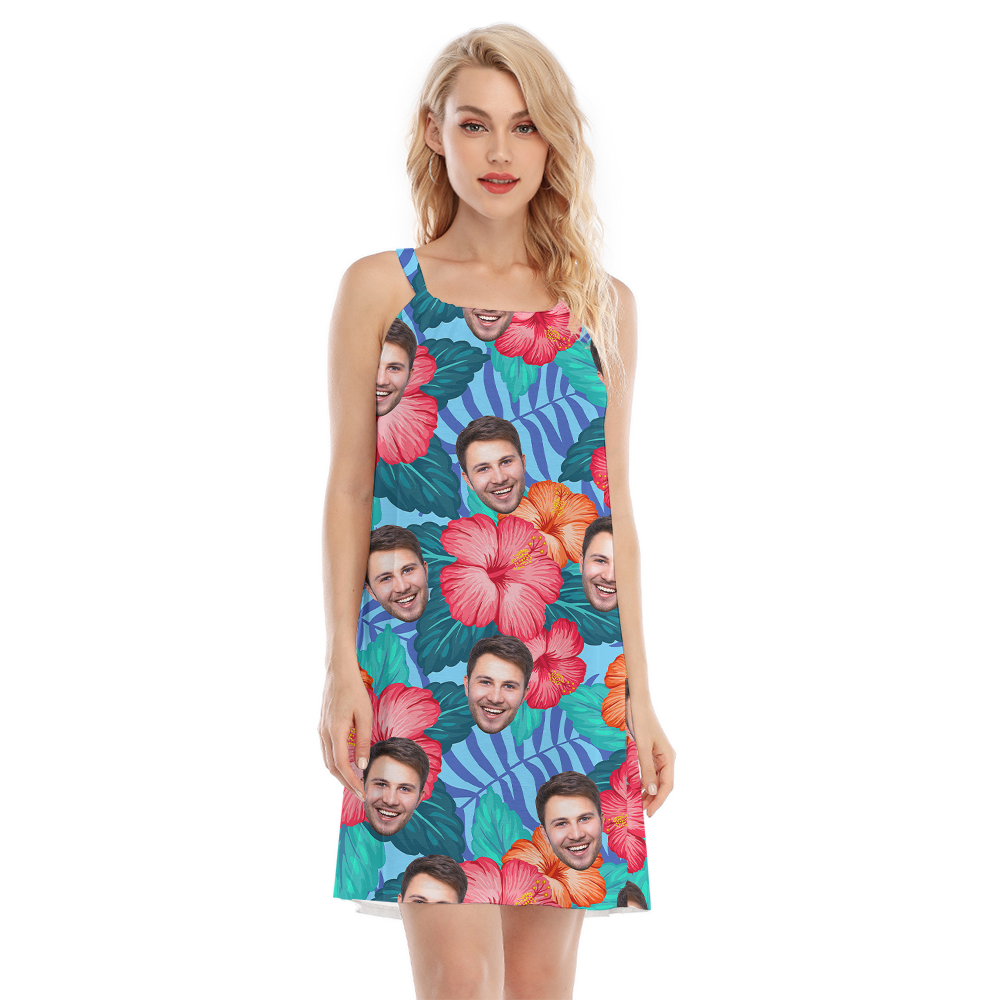 Custom Your Own Face With Tropical Hawaiian Cami Dress - variant image 1