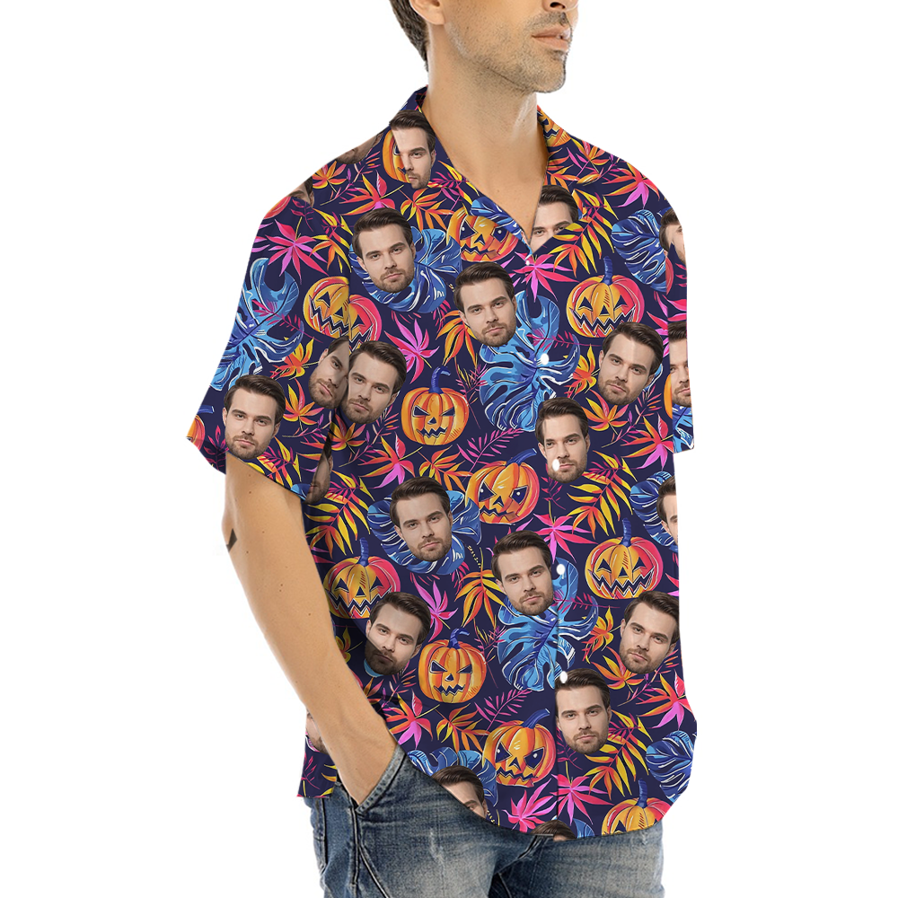 Horror Custom Face Spooky Pumpkin Hawaiian Shirt