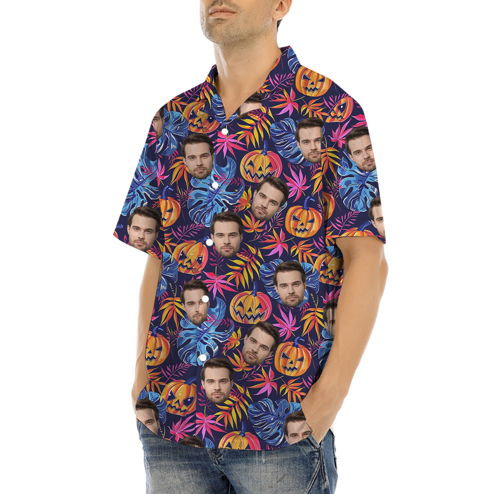 Horror Custom Face Spooky Pumpkin Hawaiian Shirt