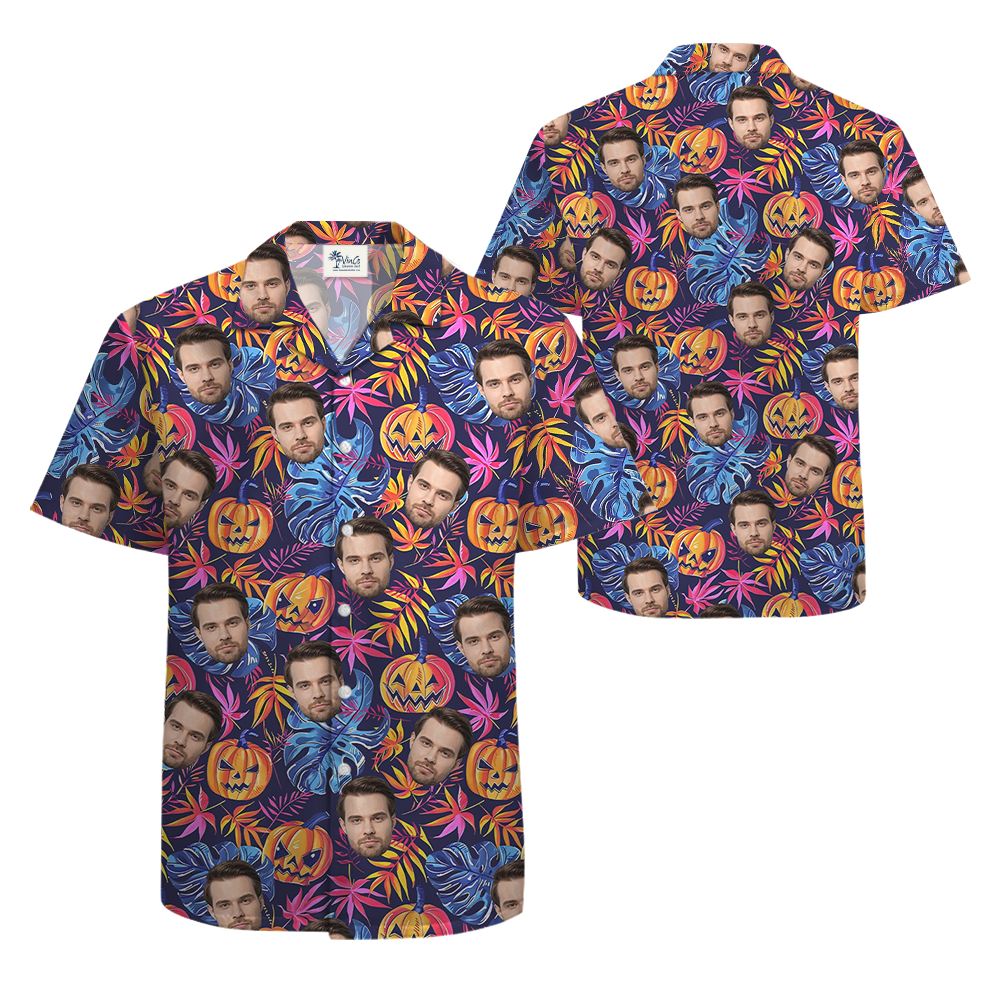 Horror Custom Face Spooky Pumpkin Hawaiian Shirt