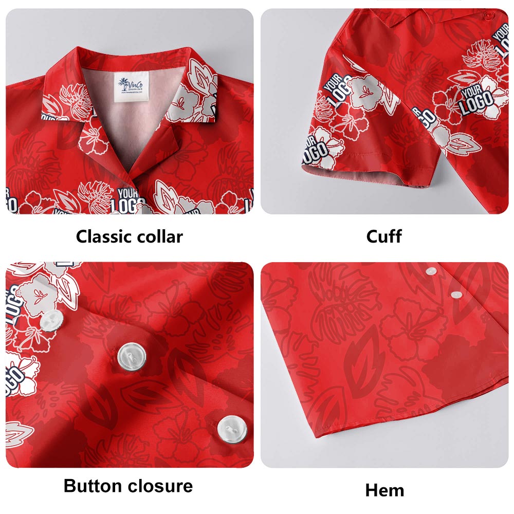Personalized Team Logo Men's Red Hawaiian Shirt