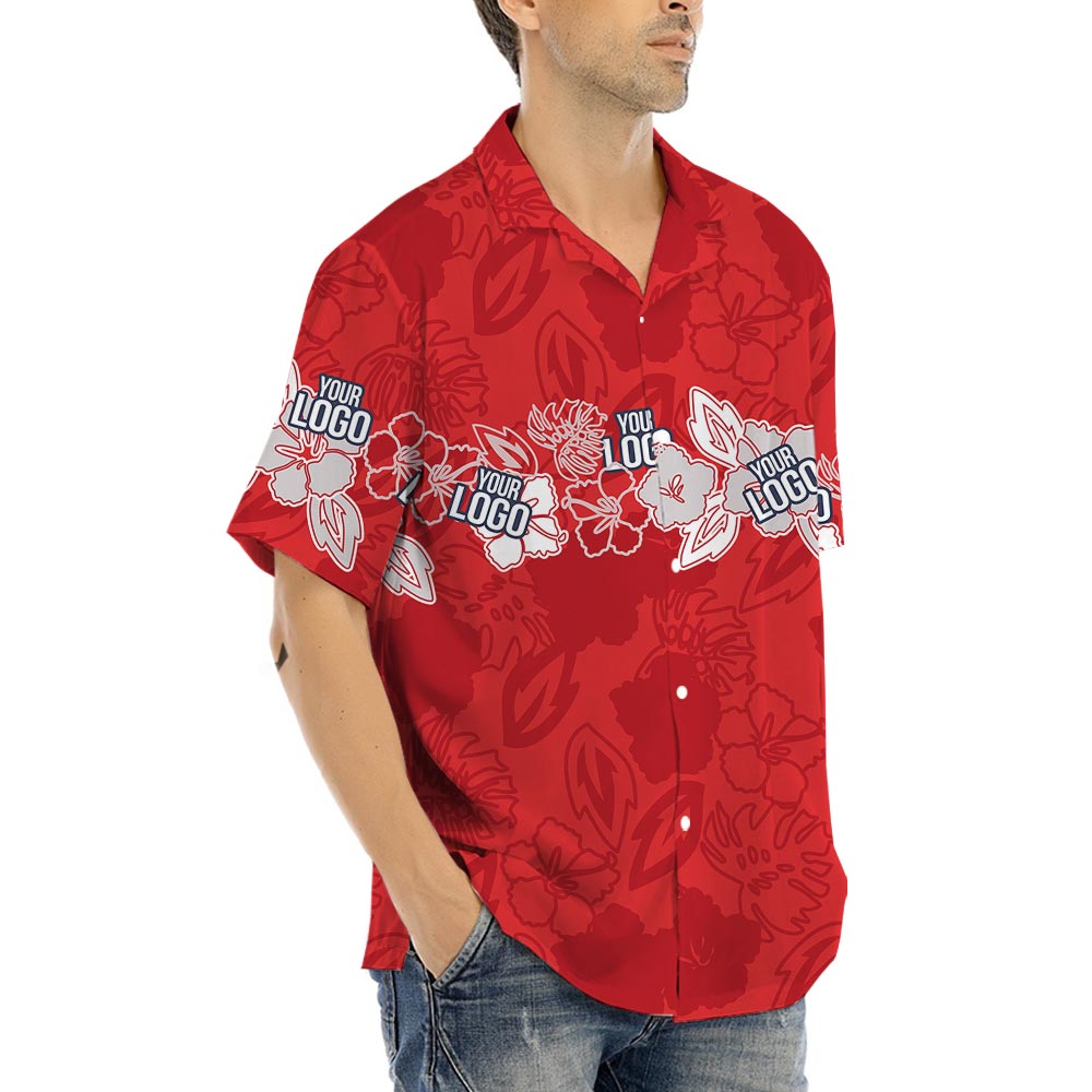 Personalized Team Logo Men's Red Hawaiian Shirt