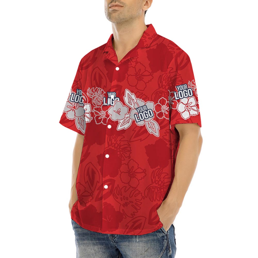 Personalized Team Logo Men's Red Hawaiian Shirt