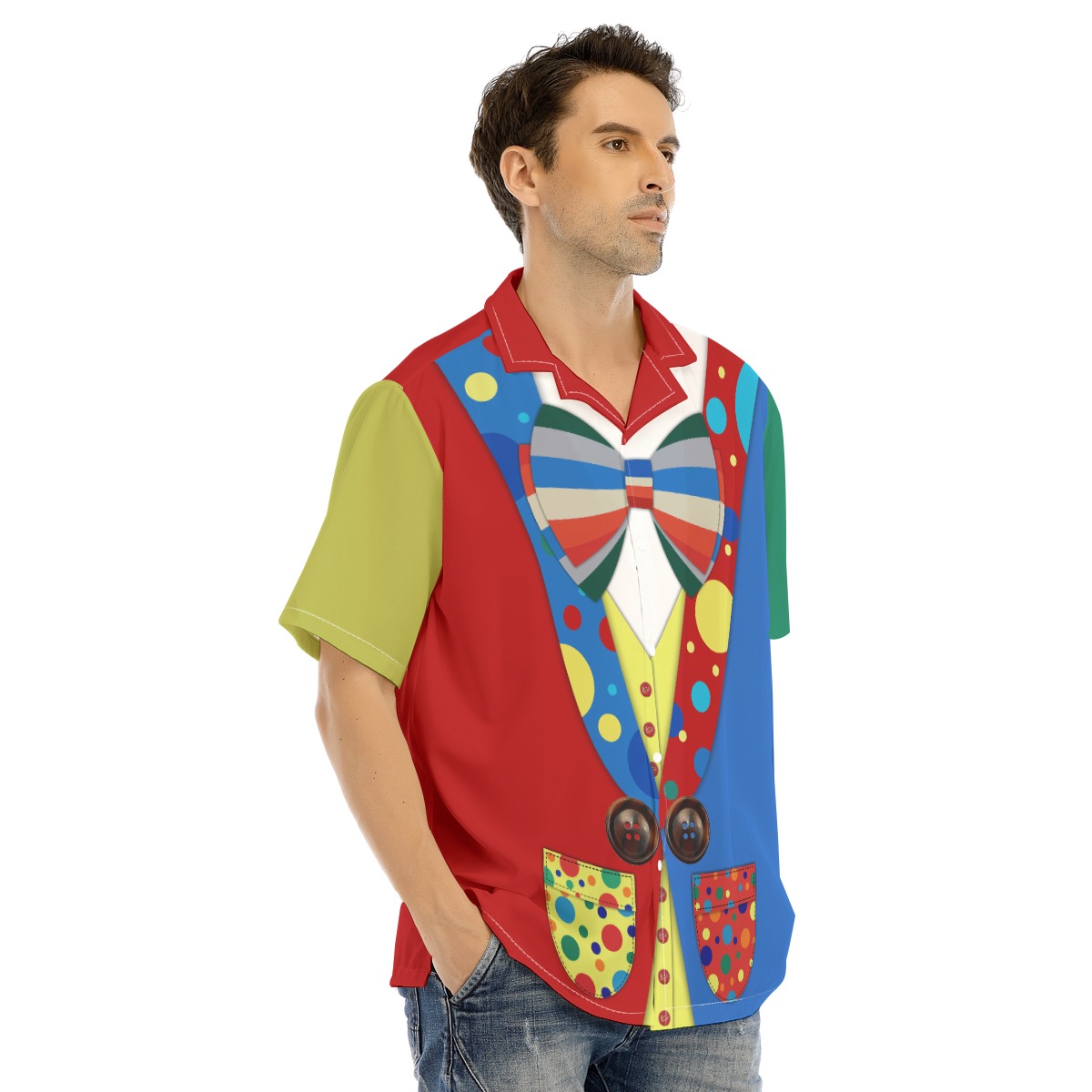Color Block Bowtie Suit Costume Shirt