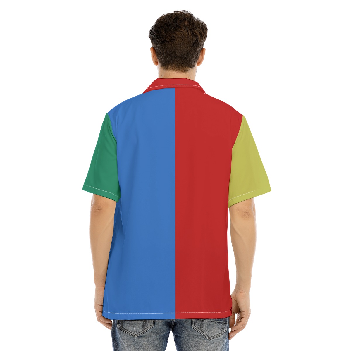 Color Block Bowtie Suit Costume Shirt