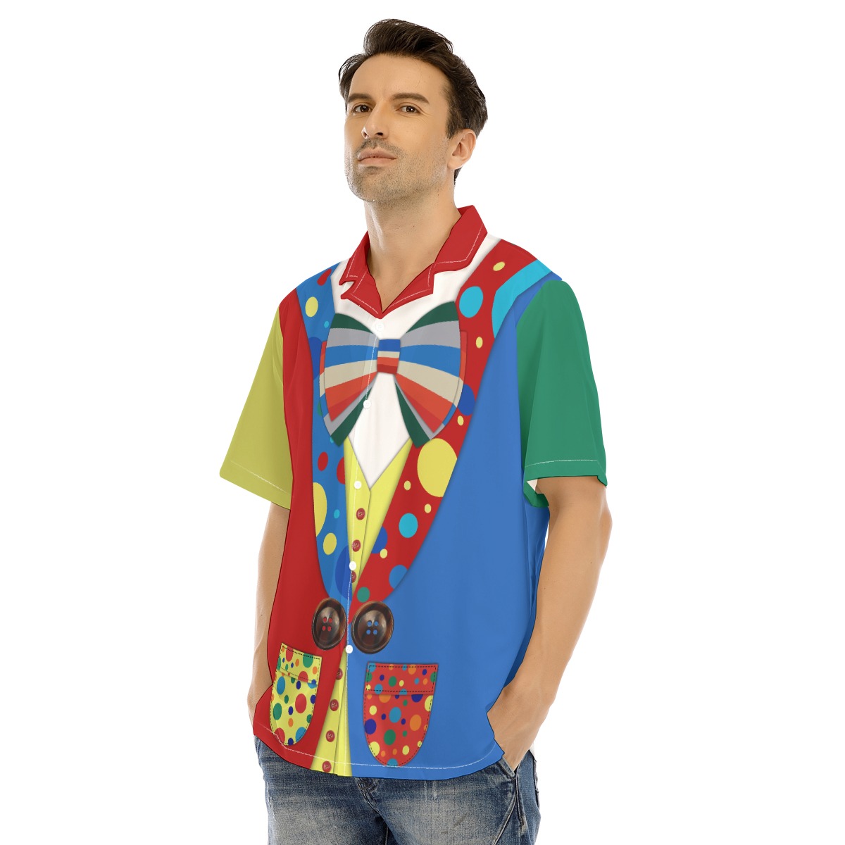 Color Block Bowtie Suit Costume Shirt