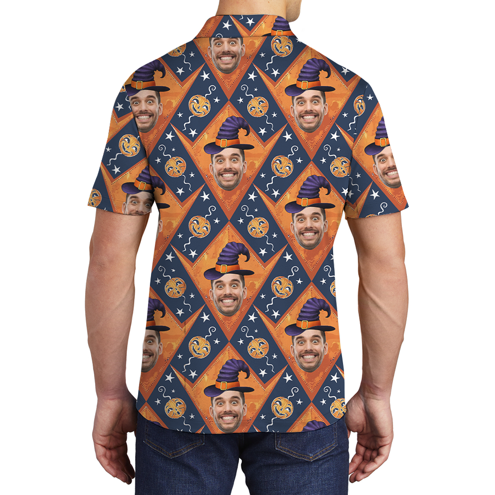Custom Face Spooky Halloween Men's Polo Shirt