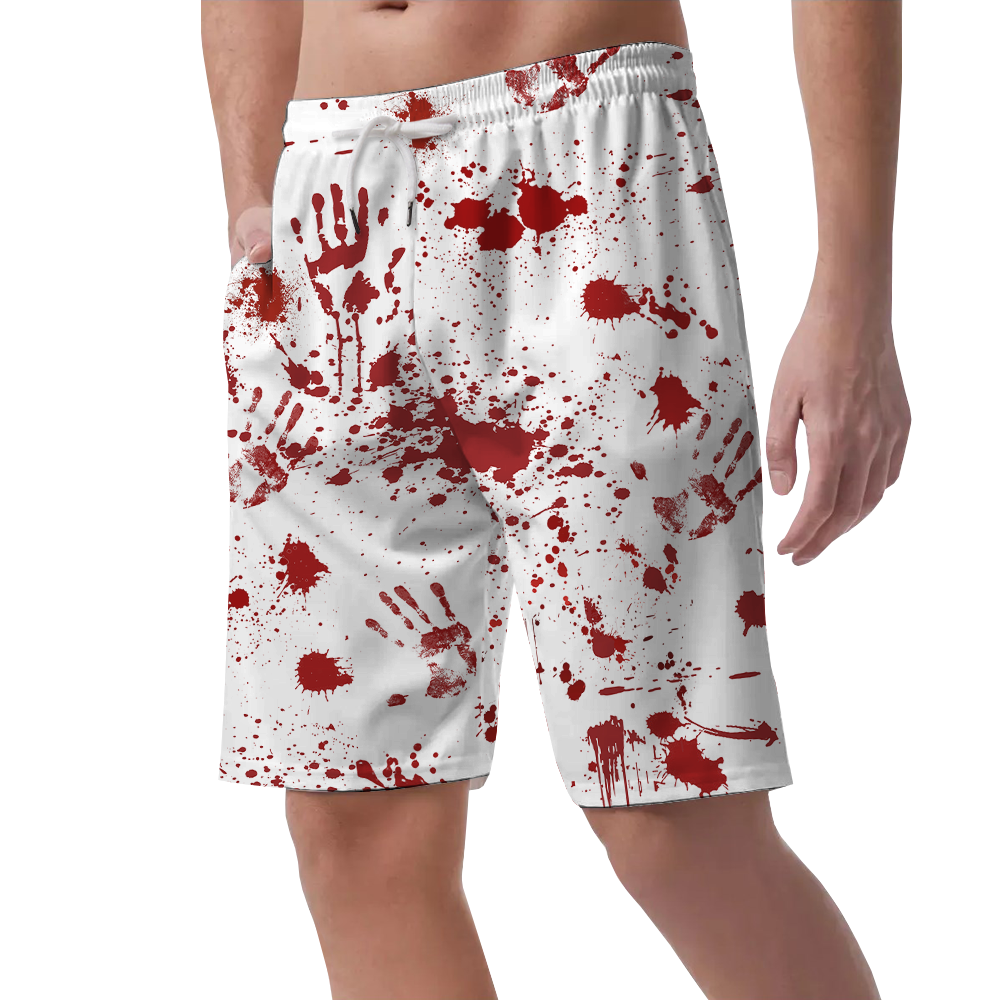 Bloody Haunted Halloween Men's Beach Shorts