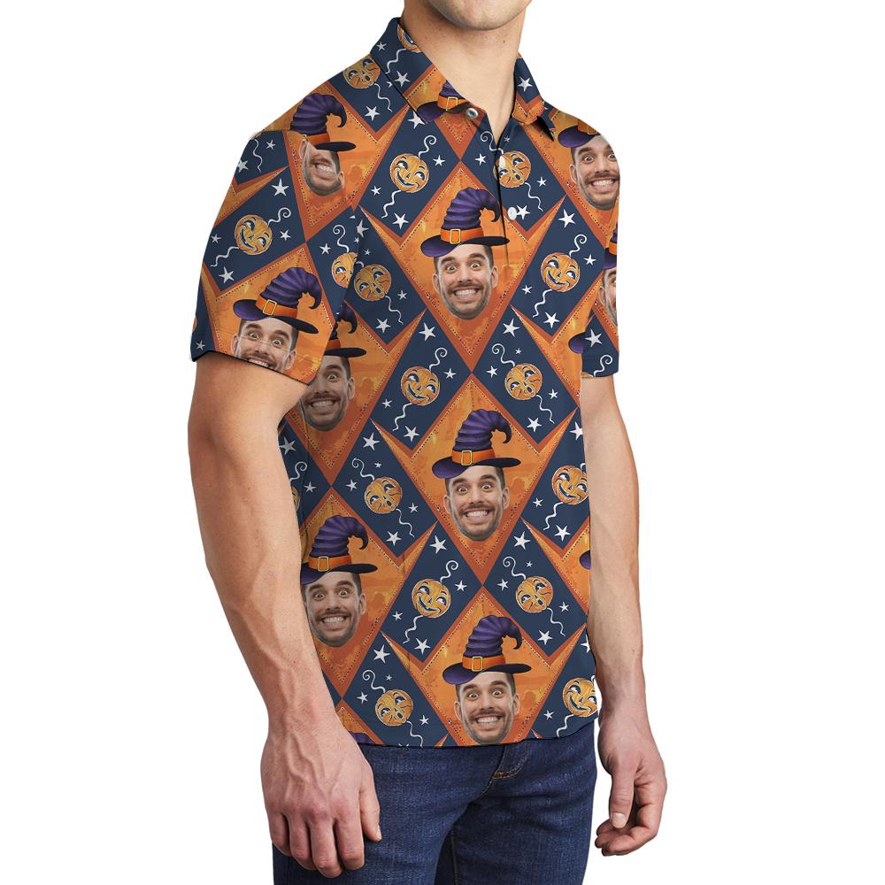 Custom Face Spooky Halloween Men's Polo Shirt