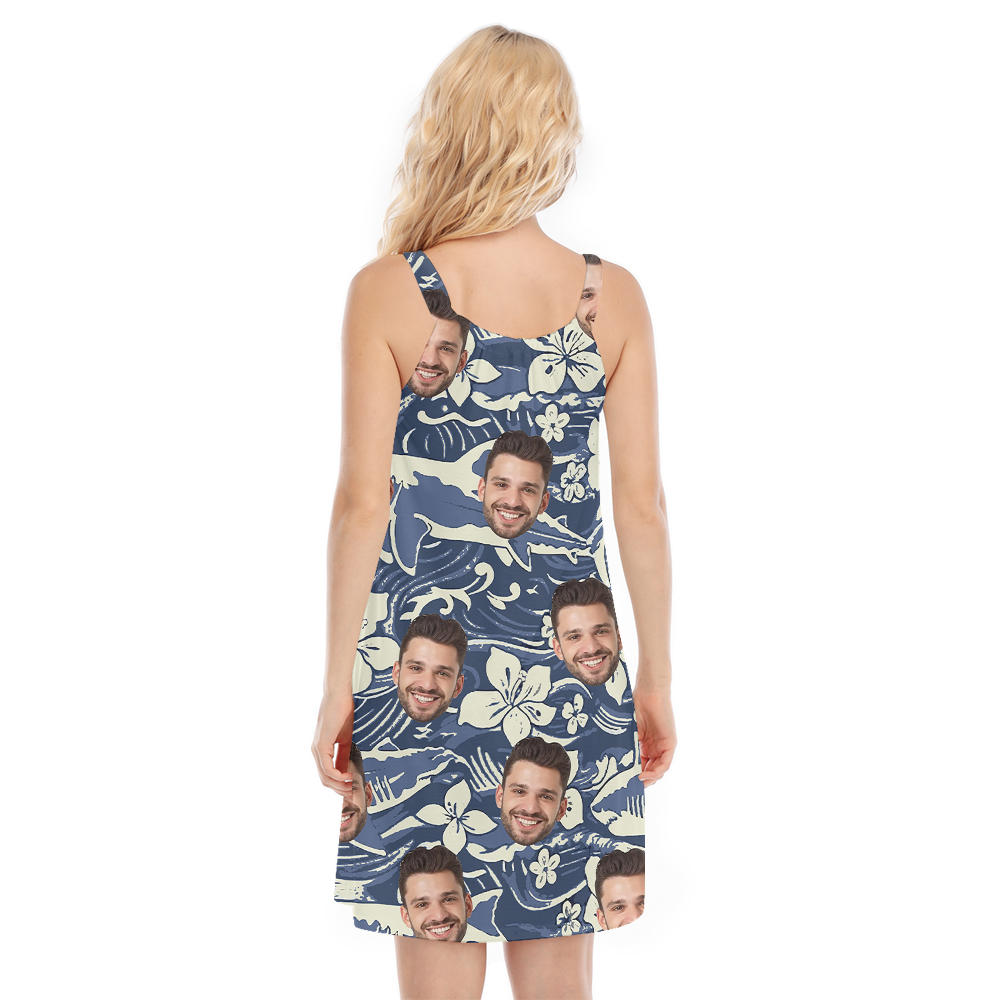 Custom Face Classic Shark Navy Aloha Dress