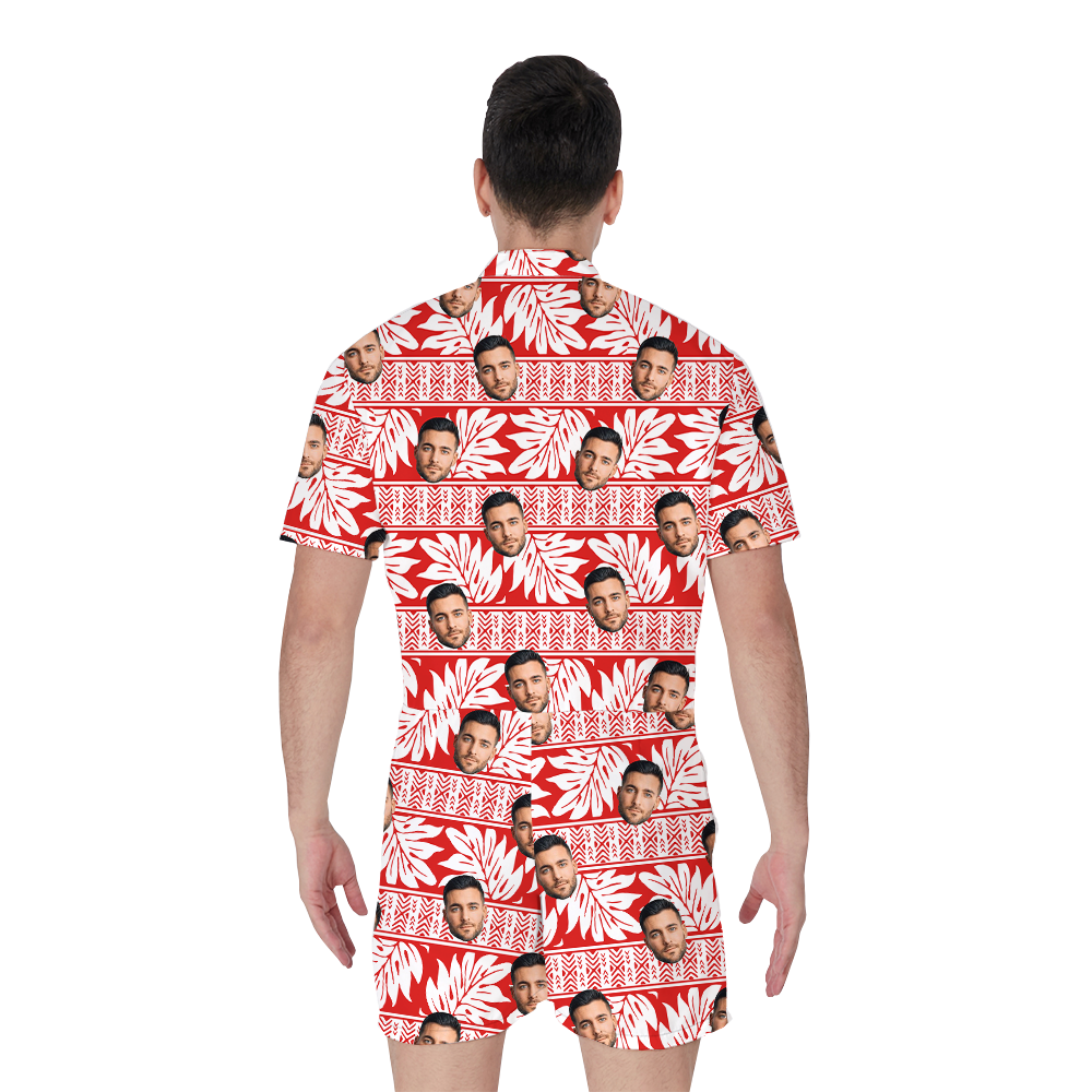 Custom Face Vintage Tropical Men's Romper