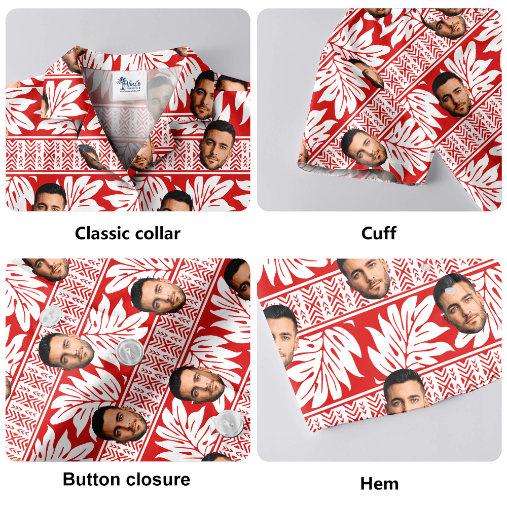 Custom Face Vintage Tropical Red Hawaiian Shirt