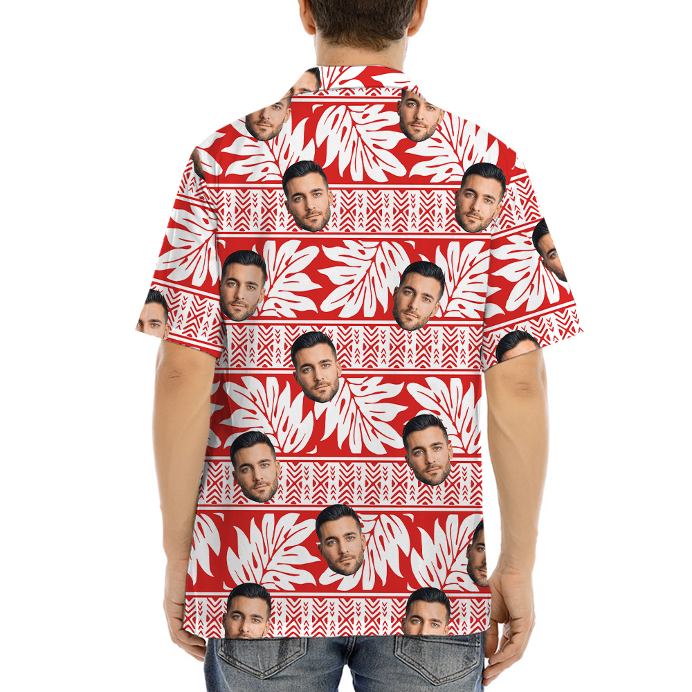 Custom Face Vintage Tropical Red Hawaiian Shirt
