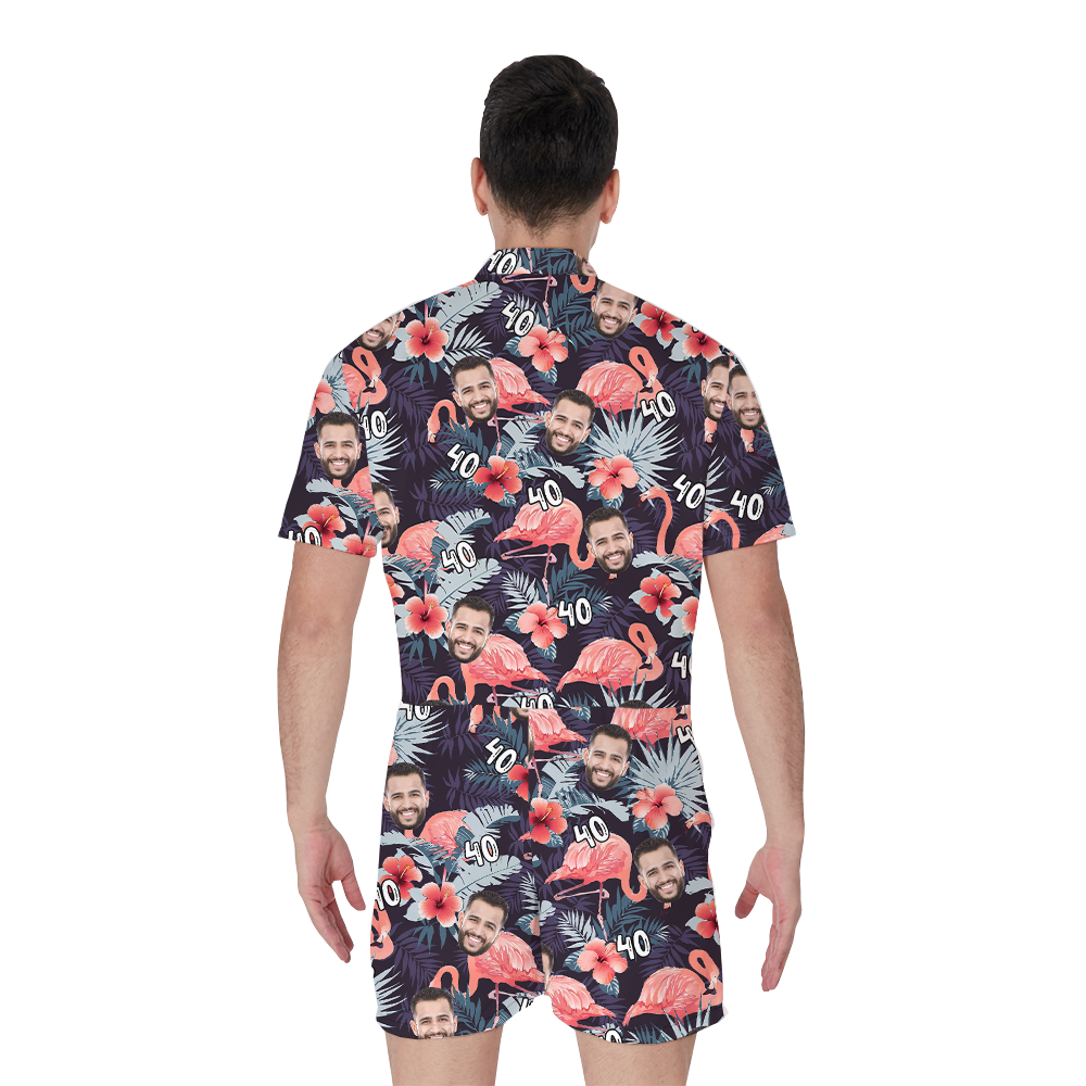 Custom Birthday Men's Romper With Face And Age