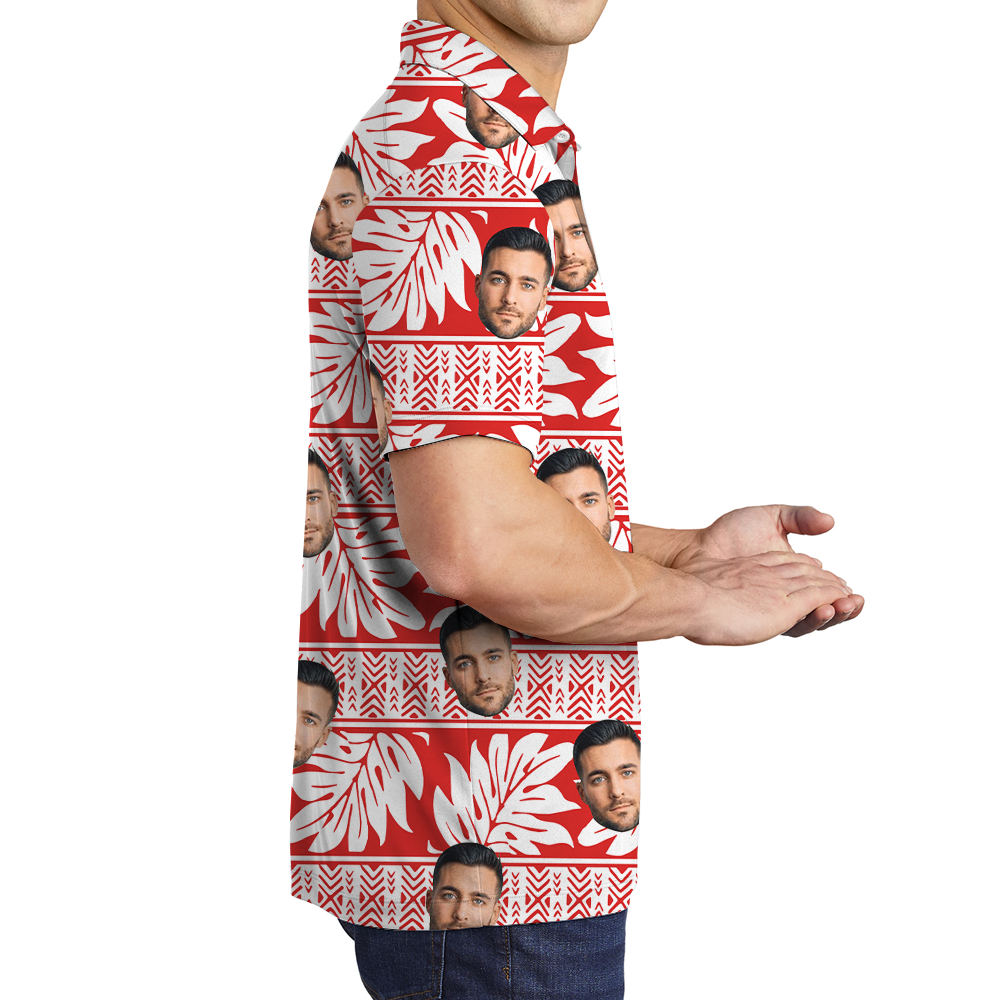 Classic Tropical Hawaiian Polo Shirt With Custom Face