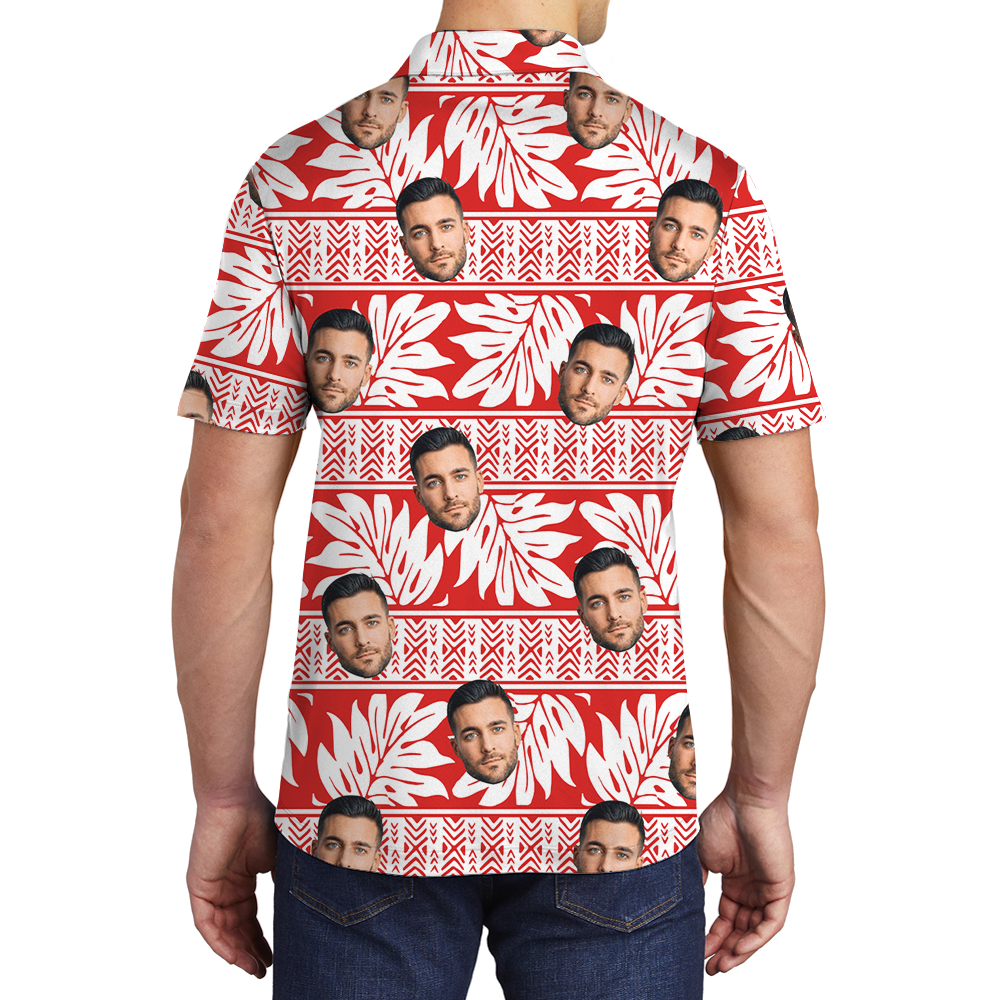 Classic Tropical Hawaiian Polo Shirt With Custom Face