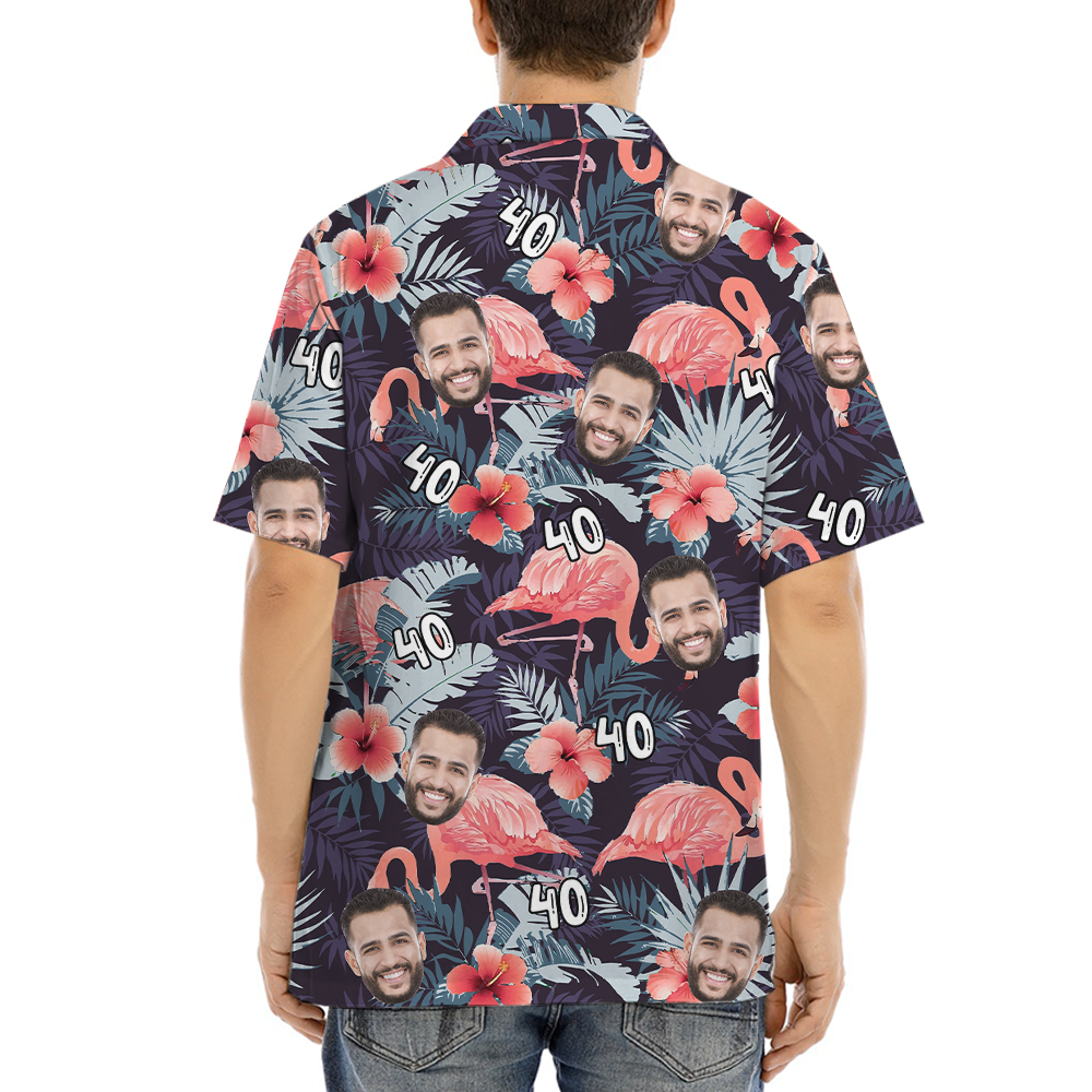 Custom Flamingo Hawaiian Shirt With Face And Age