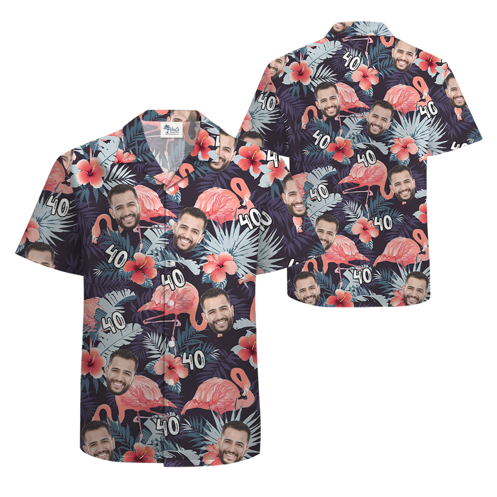 Custom Flamingo Hawaiian Shirt With Face And Age