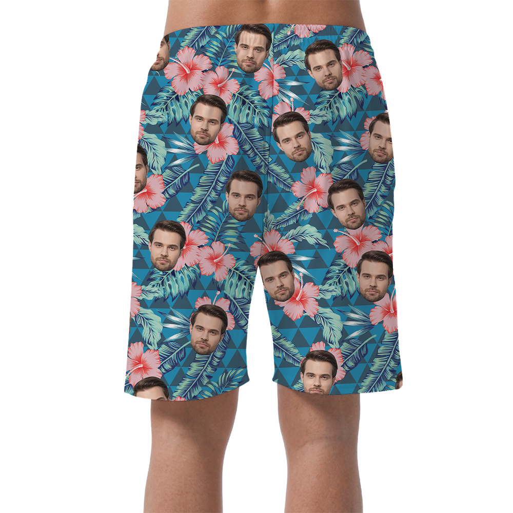 Personalize Tropical Men's Beach Shorts With Your Own Face