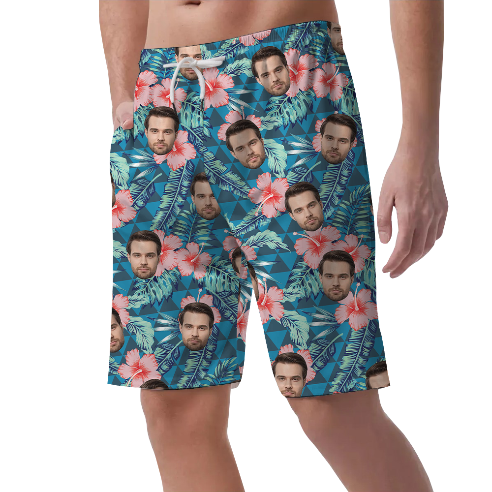 Personalize Tropical Men's Beach Shorts With Your Own Face