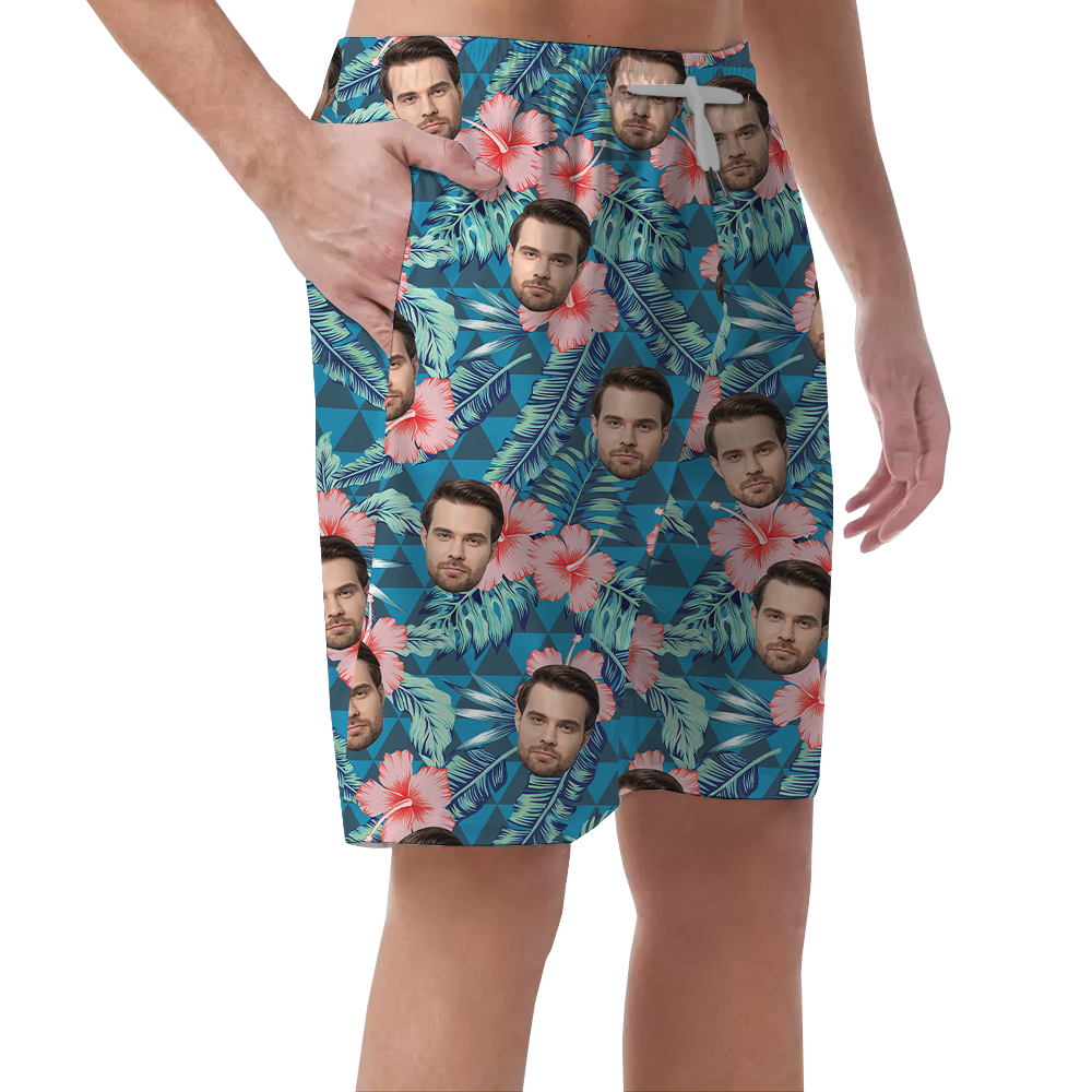 Personalize Tropical Men's Beach Shorts With Your Own Face
