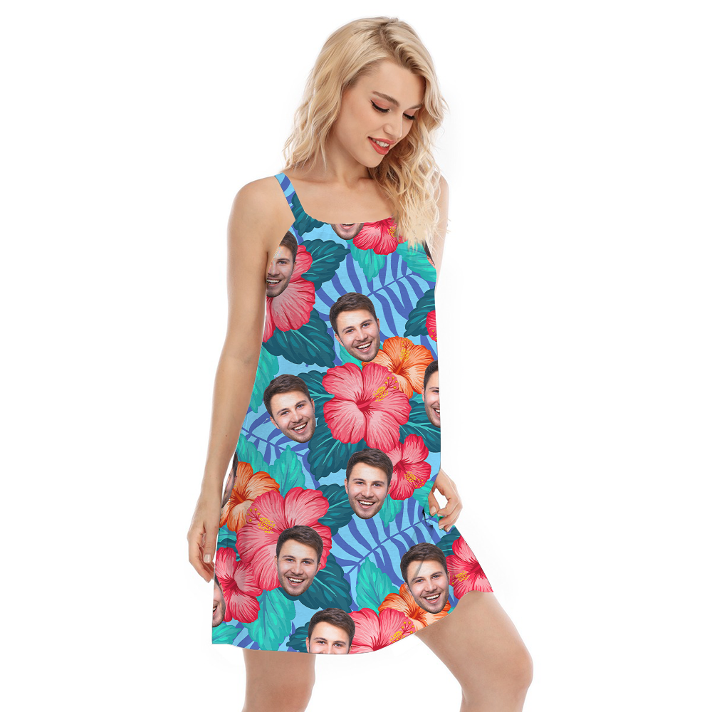 Custom Your Own Face With Tropical Hawaiian Cami Dress