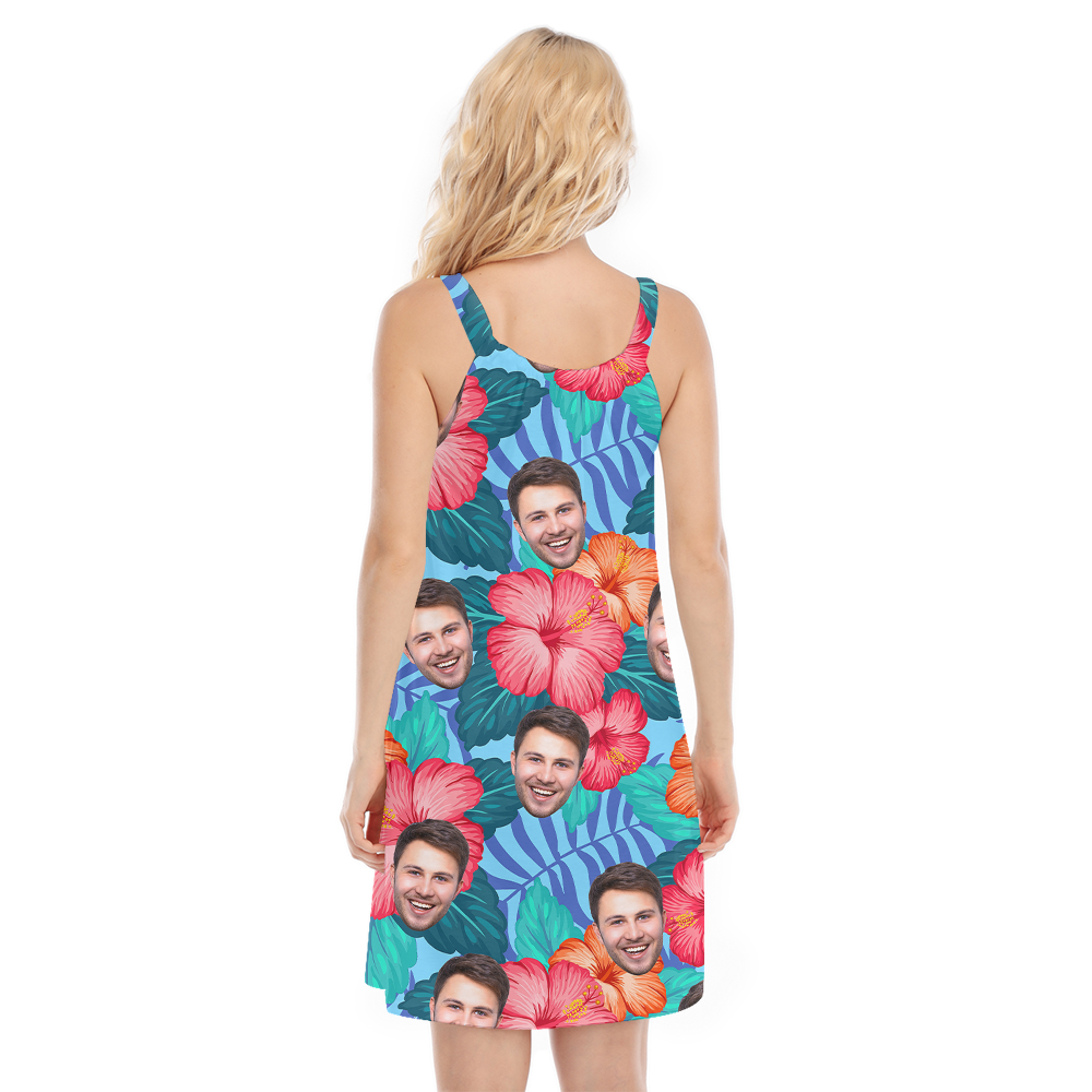 Custom Your Own Face With Tropical Hawaiian Cami Dress