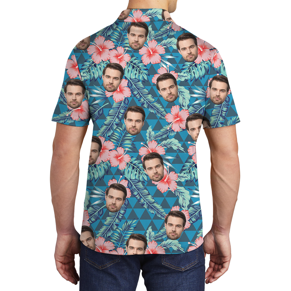 Tropical Green Polo Golf Shirt With Custom Face