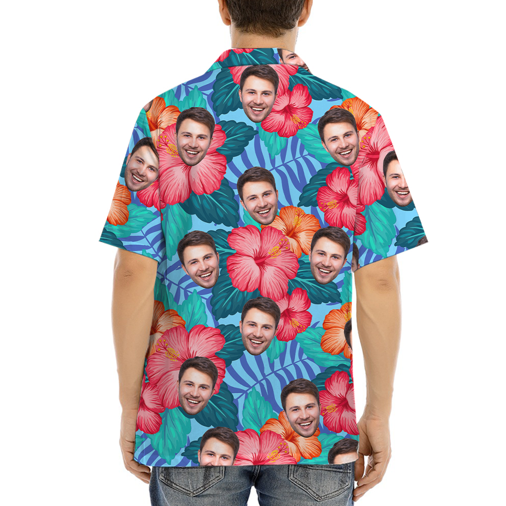Custom 1-5 Faces Hibiscus Tropical Hawaiian Shirt