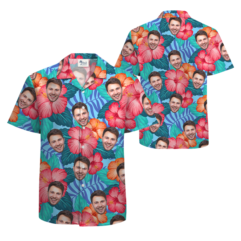 Custom 1-5 Faces Hibiscus Tropical Hawaiian Shirt