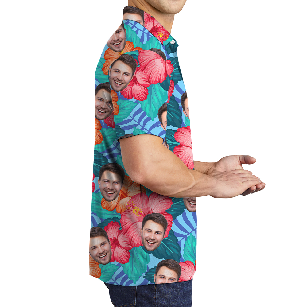 Customize Tropical Hawaiian Polo Shirt With 1-5 Faces