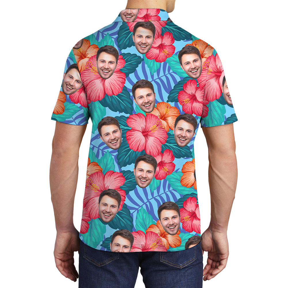 Customize Tropical Hawaiian Polo Shirt With 1-5 Faces