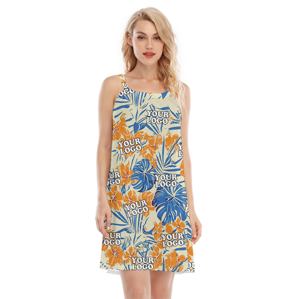 Custom Logo Tropical Orange Hawaiian Cami Dress - variant image 1