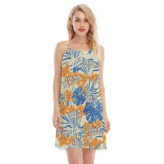 Custom Logo Tropical Orange Hawaiian Cami Dress