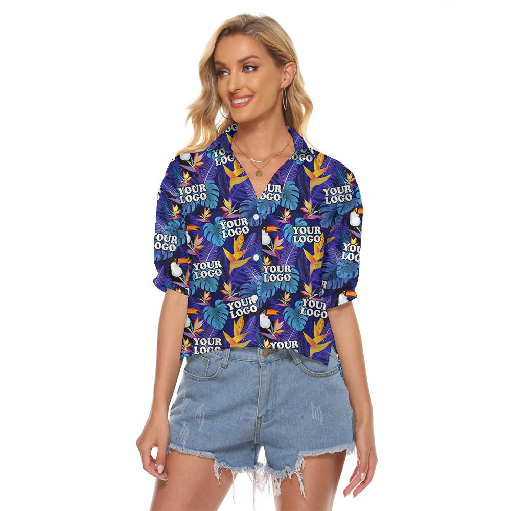 Custom Company Logo Parrot Hawaiian Cropped Shirt - variant image 1