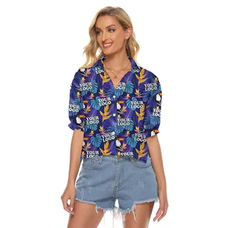 Custom Company Logo Parrot Hawaiian Cropped Shirt