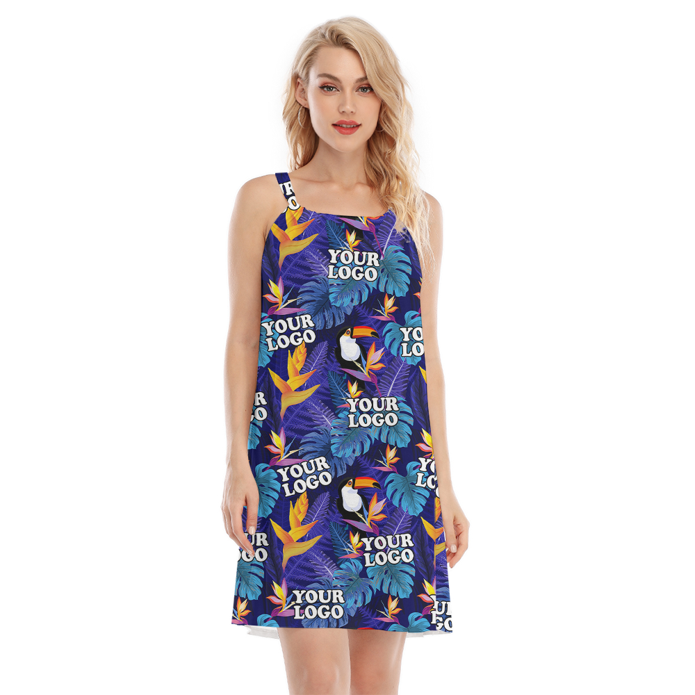 Tropical Parrot Purple Cami Dress With Custom Logo - variant image 1