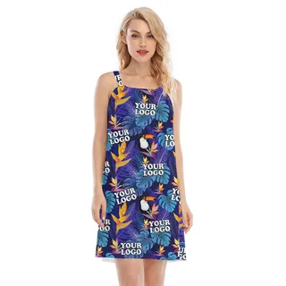 Tropical Parrot Purple Cami Dress With Custom Logo