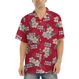 Custom Company Logo Floral Red Friday Aloha Shirt